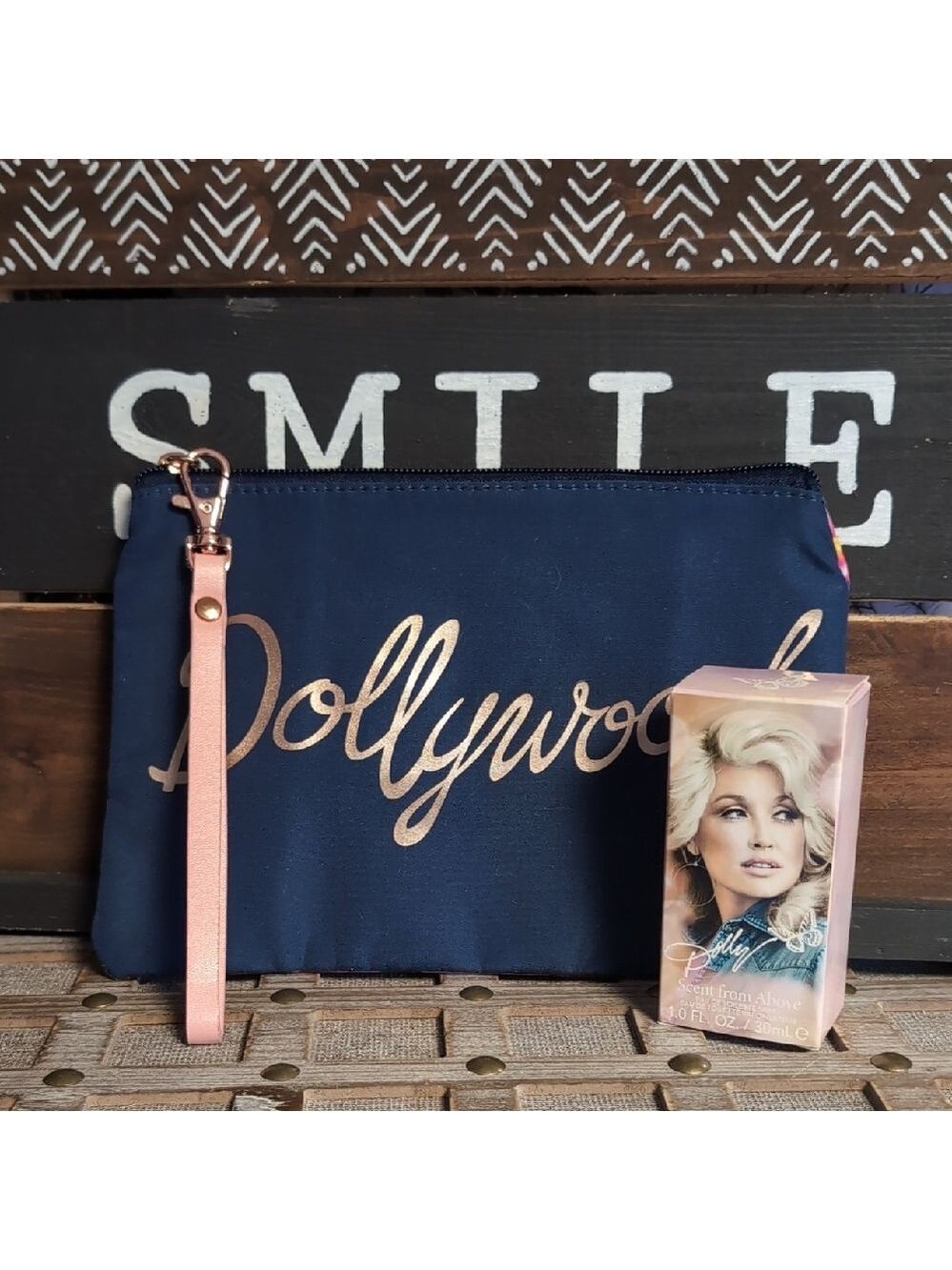 Navy & Floral Flip Dolly Wristlet Set
